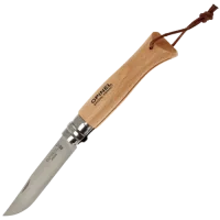 Nozh Opinel Tradition №8, nerzhaveyushchaya stal', buk, s kozhanym temlyakom Nozh Opinel Tradition №8, nerzhaveyushchaya stal', buk, s kozhanym temlyakom