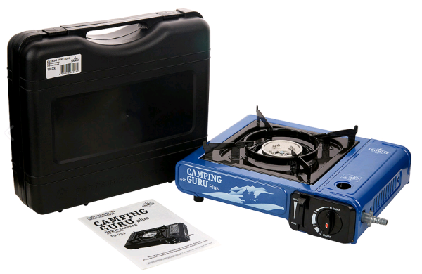 Плита газовая портативная в кейсе Camping Guru Plus (TS-233) с переходником синяя 1